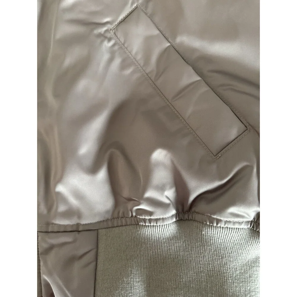 Abercrombie & Fitch Bomber Jacket Small Oversized Taupe Satin Minimalist NWT - Picture 5 of 6